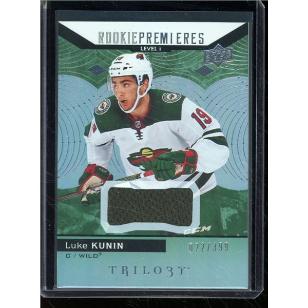 2017-18 Upper Deck Trilogy Green Rookie #66 Luke Kunin JSY 22/399