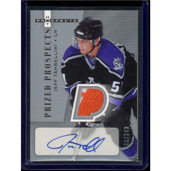 2005-06 Hot Prospects #241 Jeff Tambellini JSY AU RC 166/349 BV $20