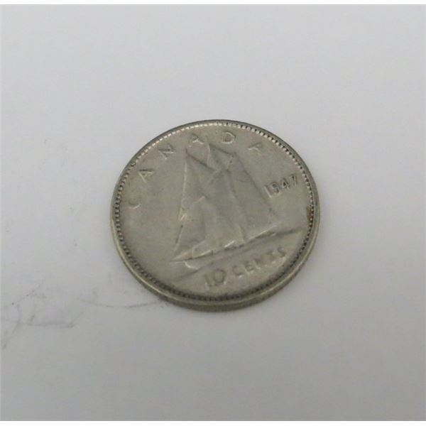 1947 Canadian Silver 10 Cent Coin