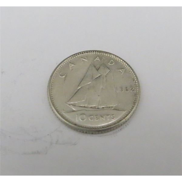 1962 Canadian Silver 10 Cent Coin