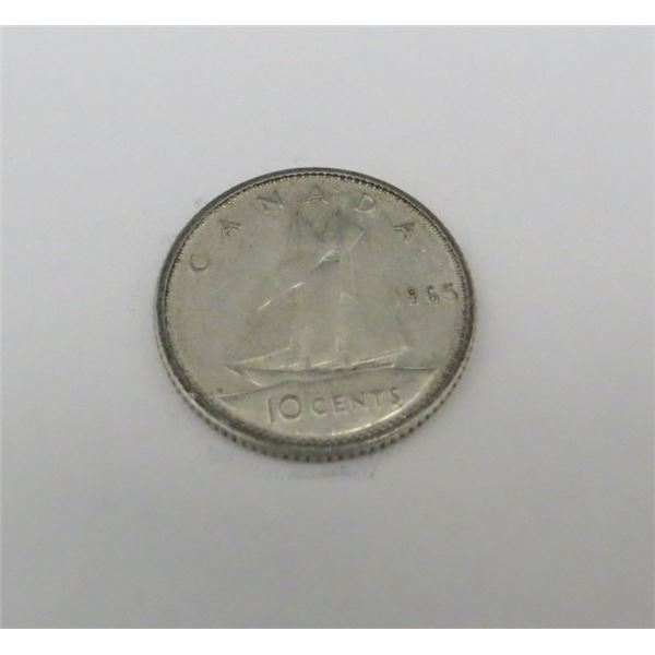 1965 Canadian Silver 10 Cent Coin
