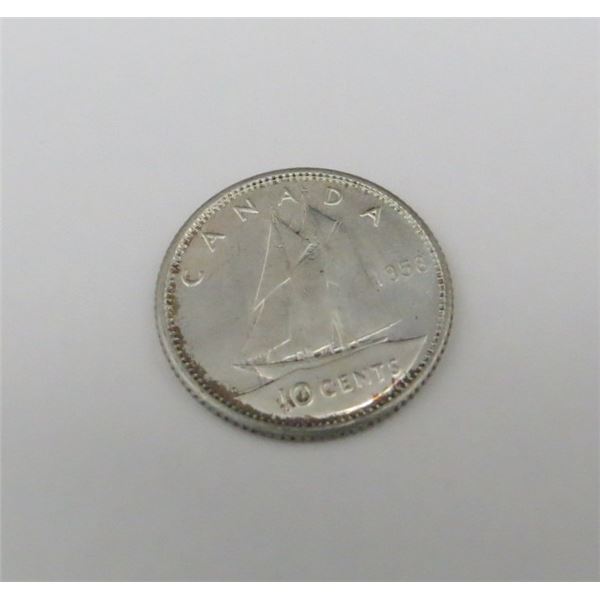 1958 Canadian Silver 10 Cent Coin