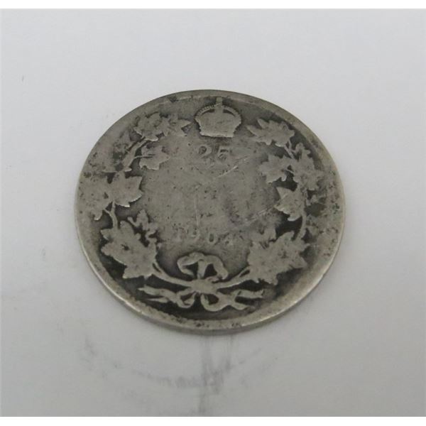 1906 Canadian Silver 25 Cent Coin