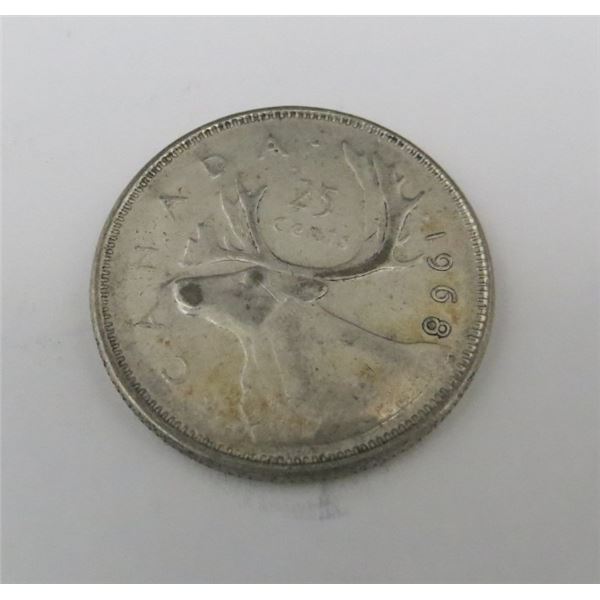 1968 Canadian Silver Quarter (non-magnetic)