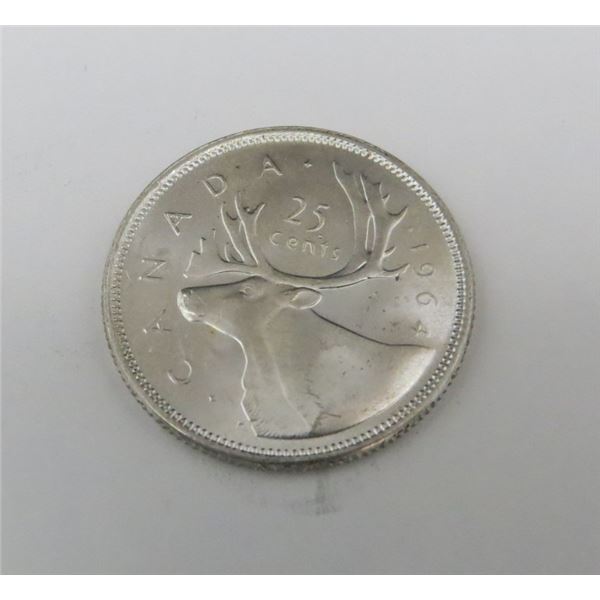 1964 Canadian Silver 25 Cent Coin