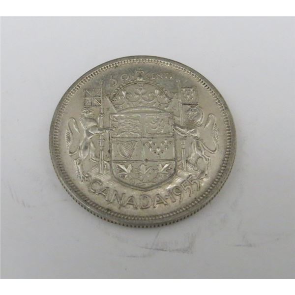 1955 Canadian Silver 50 Cent Coin