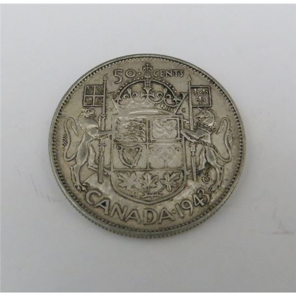 1943 Canadian Silver 50 Cent Coin