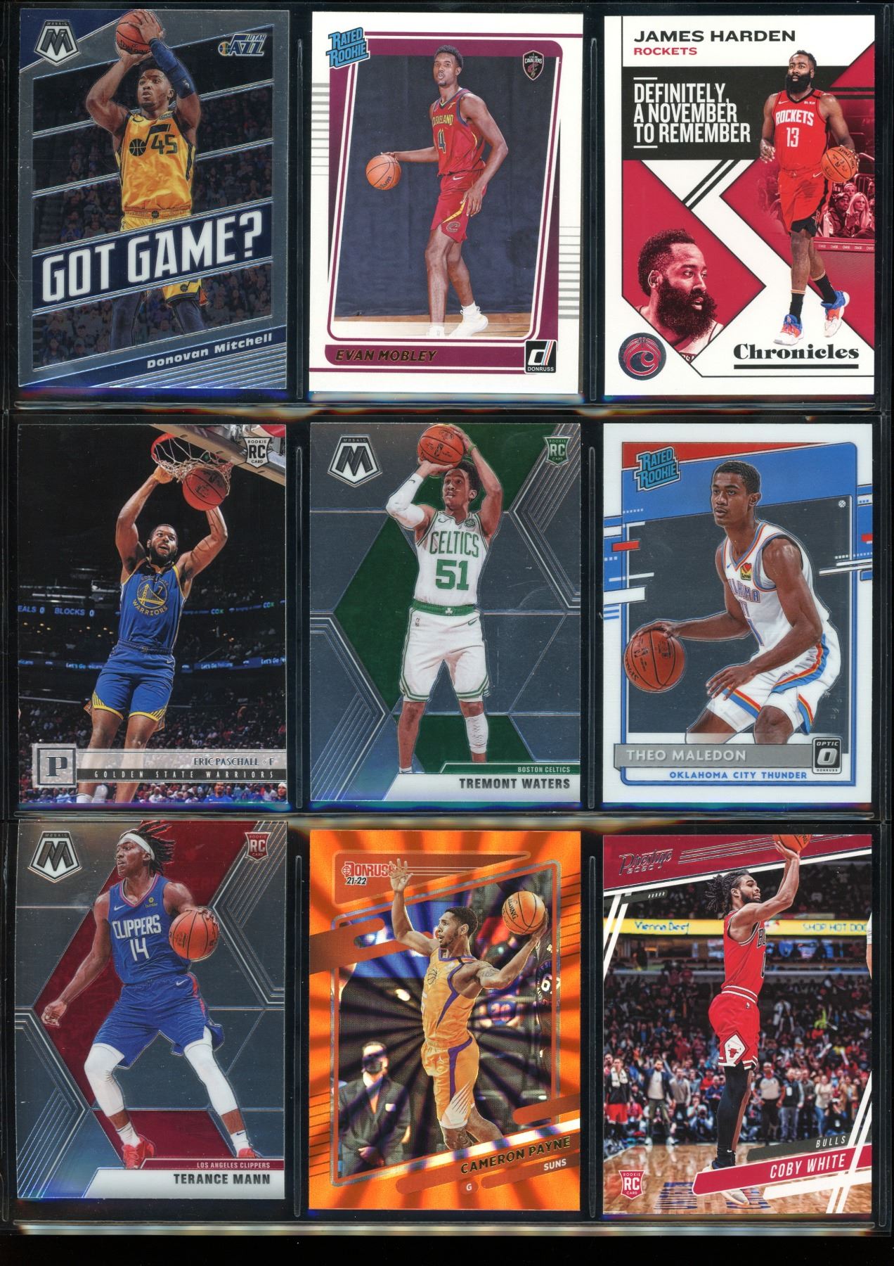 Lot of 9 Basketball Cards Inserts, Star Cards & Rookies