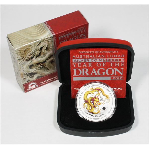 2012 AUSTRALIA YEAR OF THE DRAGON 1-OZ FINE SILVER