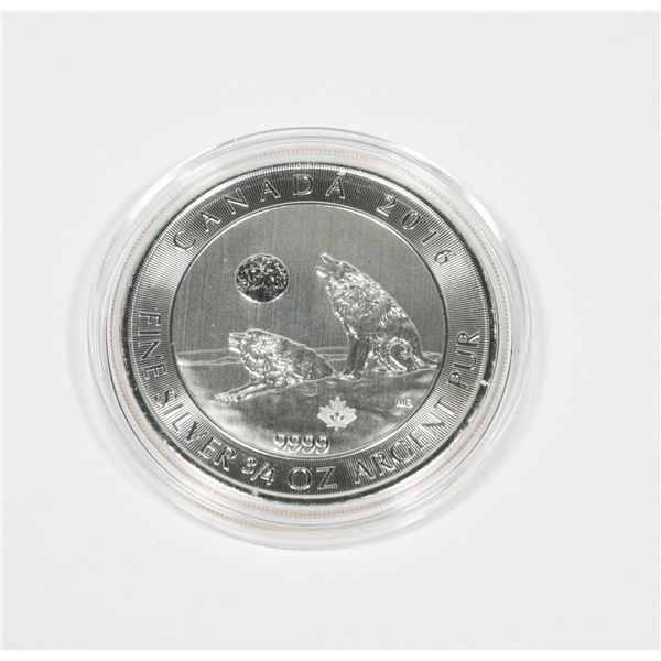 2016 CANADA 3/4-OZ 9999 FINE SILVER $2 HOWLING