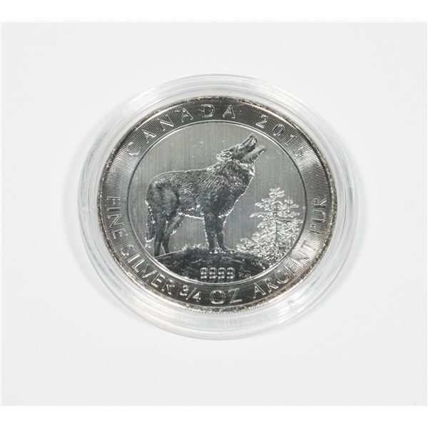 2015 CANADA 3/4-OZ 9999 FINE SILVER $2 GREY WOLF