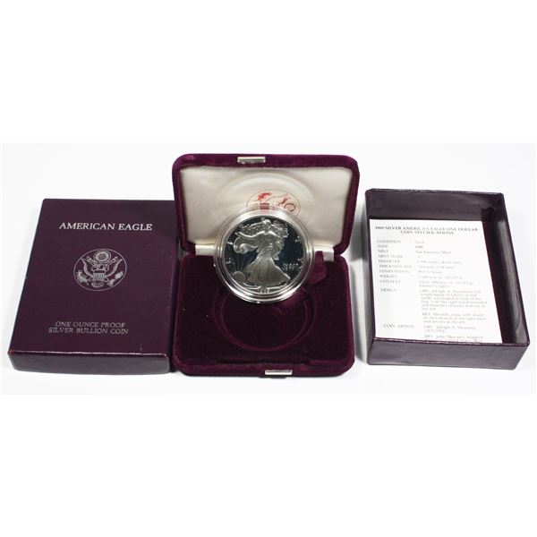 1989 S USA 1-OZ FINE SILVER AMERICAN EAGLE COIN