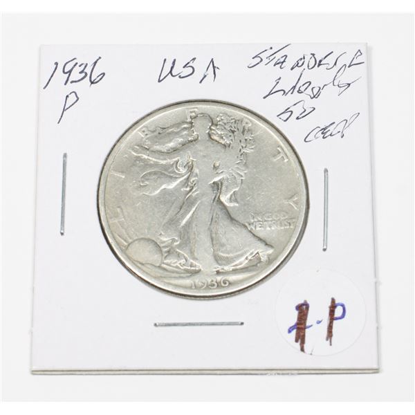 1936 P 50 CENT STANDING LIBERTY 90% SILVER USA