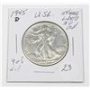 Image 1 : 1945 D 50 CENT STANDING LIBERTY 90% SILVER USA