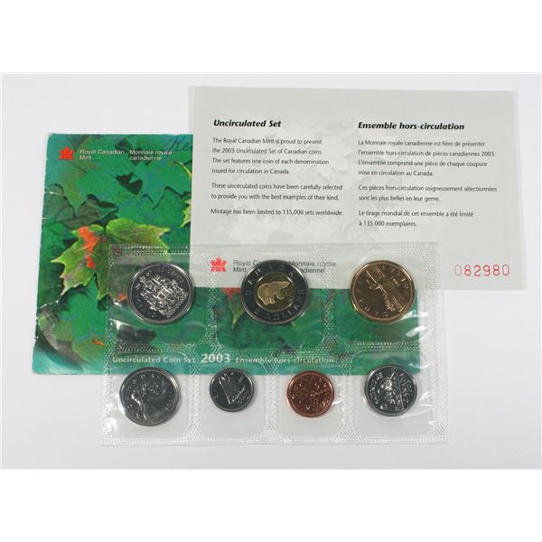 2003 UNCIRCULATED 7 COIN SET IN ORIGINAL PACKAGING