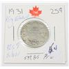 Image 1 : 1931 KING GEORGE V QUARTER 80 % SILVER