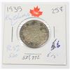 Image 1 : 1935 KING GEORGE V QUARTER 80 % SILVER