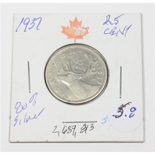 1937 KING GEORGE V1 QUARTER 80 % SILVER