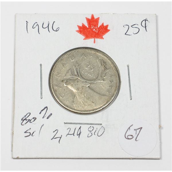 1946 KING GEORGE VI QUARTER 80 % SILVER