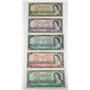 Image 1 : 1954 – 5 BILLS $1 F/F3660007 $2 D/U0126586 $5