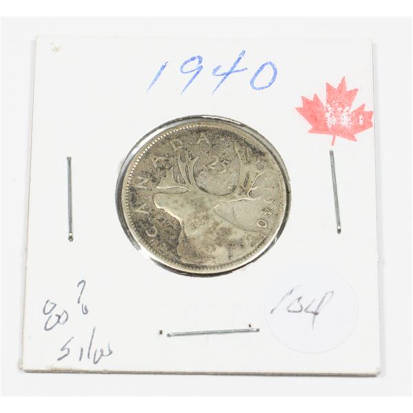 1940 QUARTER W.W.II 80% SILVER