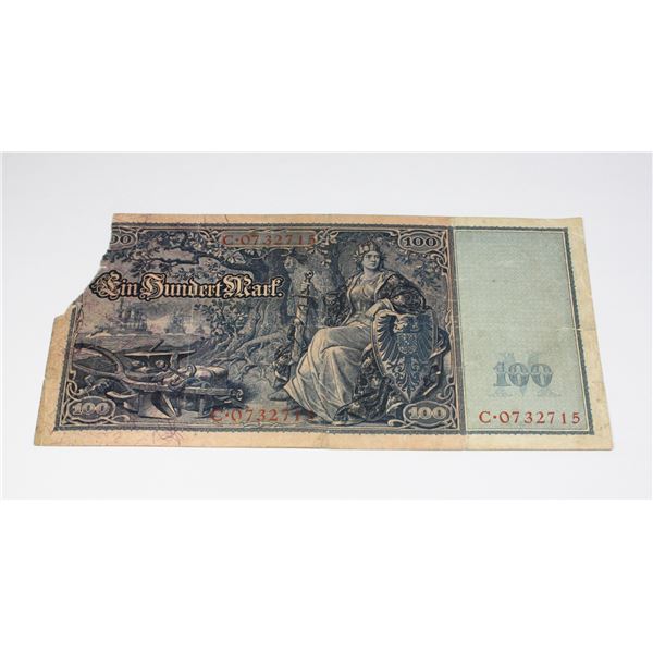 1908 GERMAN REICHBANFNOTE 100 C.0732715