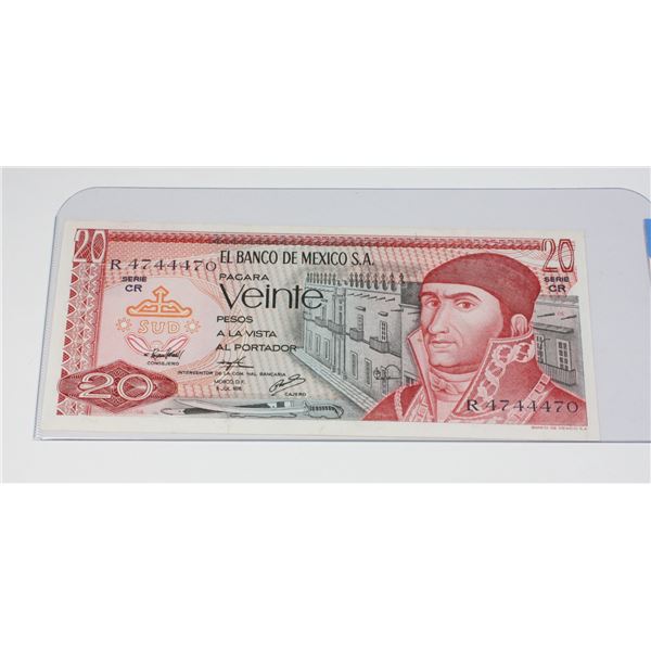 1976 EL BANCO DE MEXICO S.A. 20 PESO