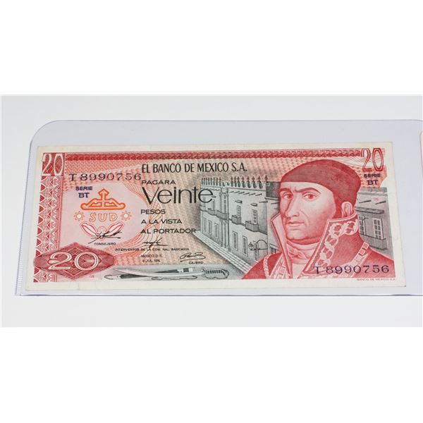 1976 EL BANCO DE MEXICO S.A. 20 PESO