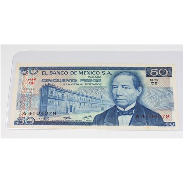 1976 EL BANCO DE MEXICO S.A. 50 PESO