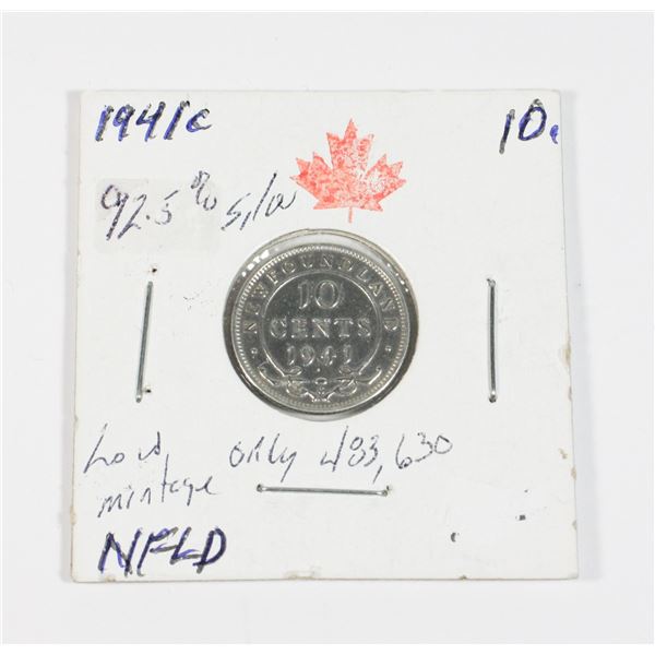 1941 C NEW NEWFOUNDLAND W.W.II 10 CENT