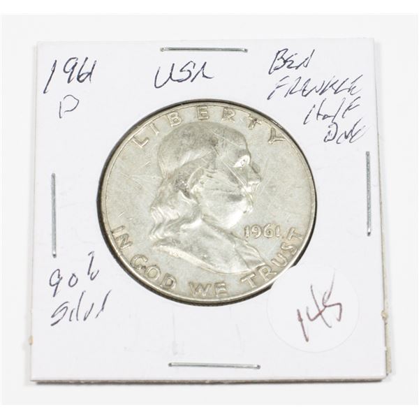 1961 D U.S.A. BEN FRANKLIN HALF DOLLAR 90% SILVER