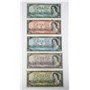 Image 1 : 1954 5 BILL SET $1S/M6159683 B.R $2 W/U7706288 B/R