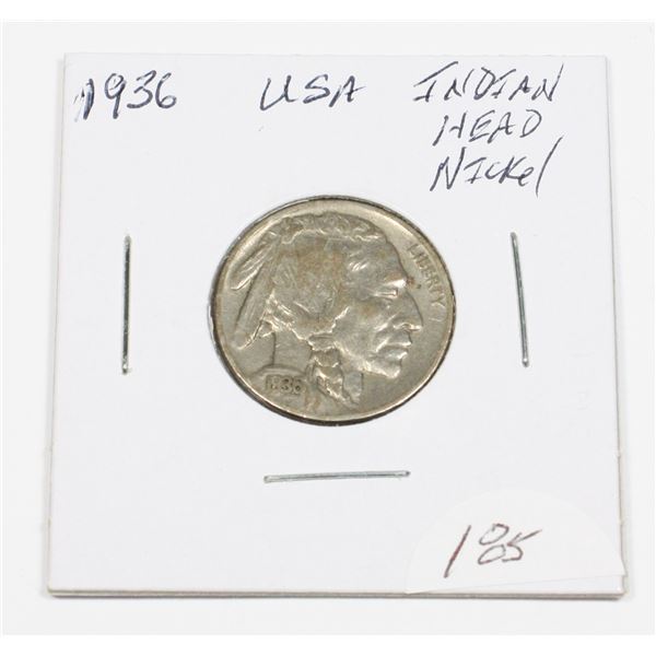 1936 P U.S.A. INDIAN HEAD NICKEL