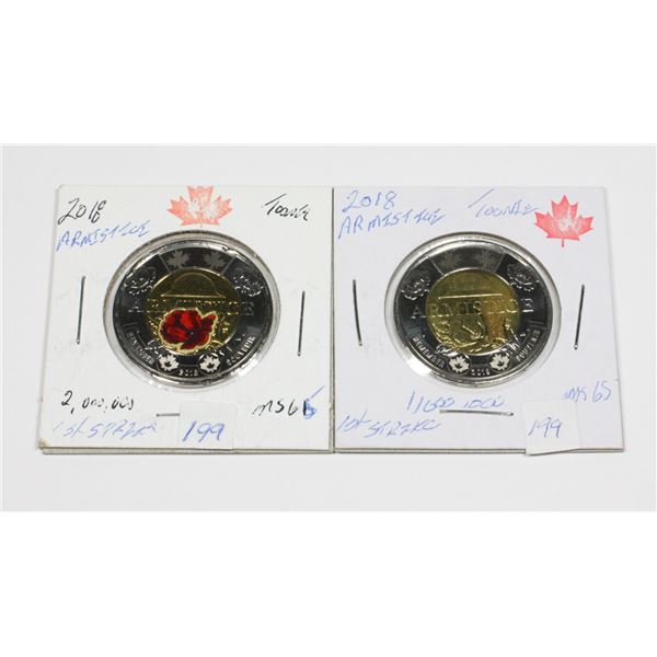 2018 ARMISTICE COLORED & NON COLORED TOONIE