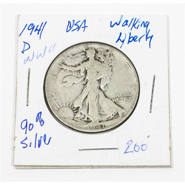 1941 D U.S.A. S W.W.II WALKING LIBERTY 50 CENT