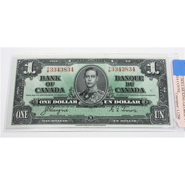 1937 ONE DOLLAR KING GEORGE V1 T/M3343834 COYNE