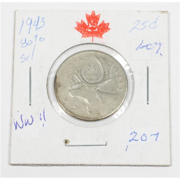 1943 W.W.II QUARTER 80% SILVER