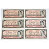 Image 1 : 6 1954 $2 BILLS VARIETY OF PREFIX AND SIGNATORIES