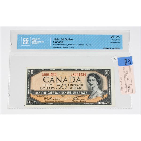 1954 $50.00 BILL AH8961534 BEATTIE COYNE