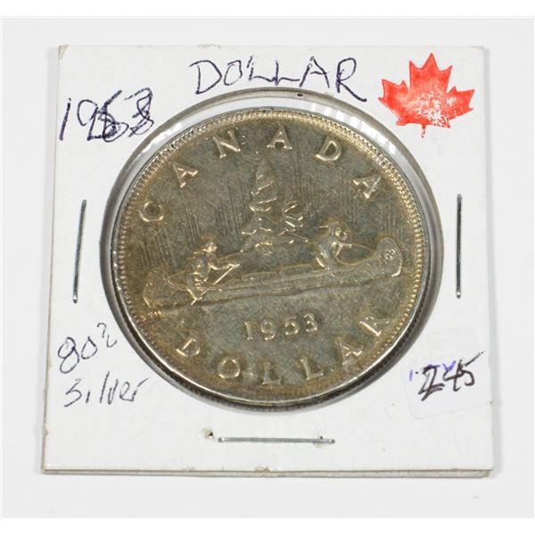 1953 SILVER DOLLAR GOLD TONING IN COIN 1ST SILVER