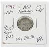 Image 1 : 1942 C W.W. II KING GEORGE VI NEWFOUNDLAND 10 CENT