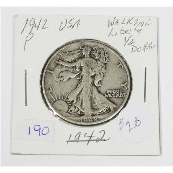 1942 P 50 CENT STANDING LIBERTY 90% SILVER USA