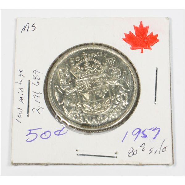 1957 50 CENT 80% SILVER MINTED 2,171,689
