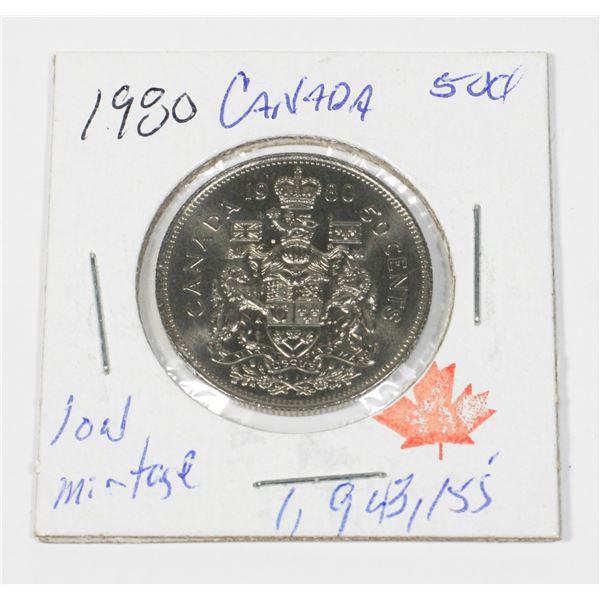 1980 50 CENT ONLY 1,943,155 MINTED