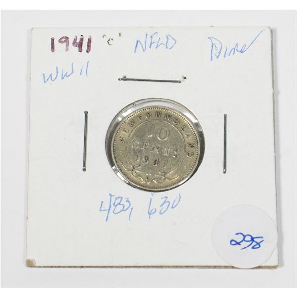 1941 C NEWFOUNDLAND DIME W.W.II ONLY 483,630MINTED