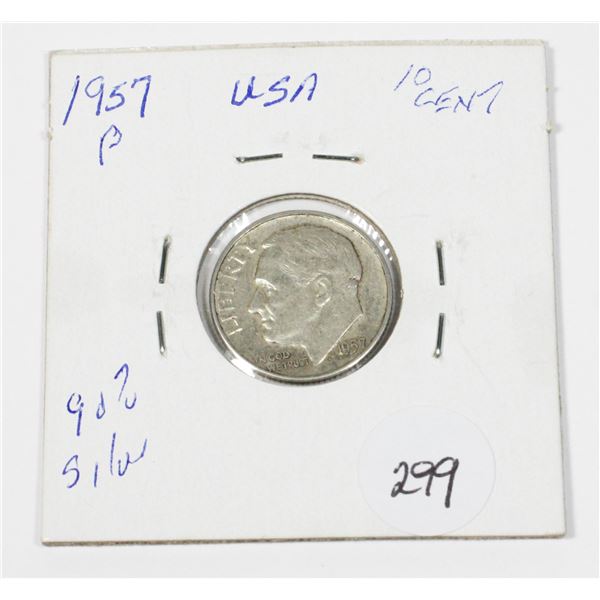 1957 P U.S.A. ROOSEVELT DIME 90% SILVER