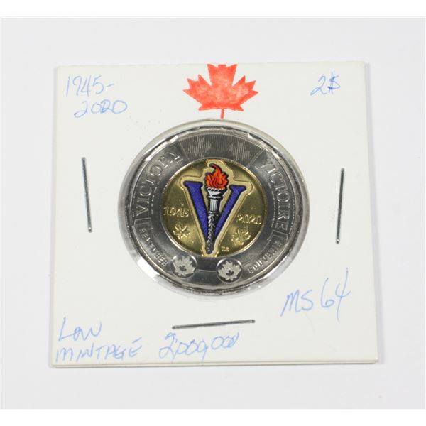 1945-2020 COMMEMORATIVE TOONIE VICTORY COLORED