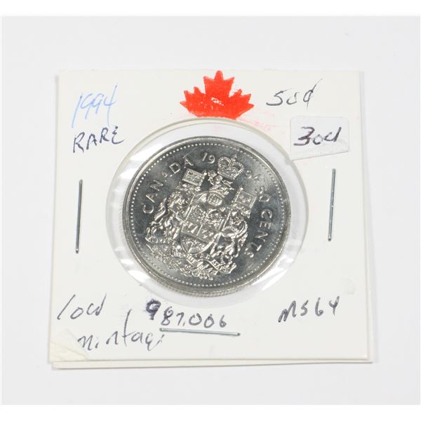 1994 50 CENT ONLY 987,000 RARER DATE MS-64