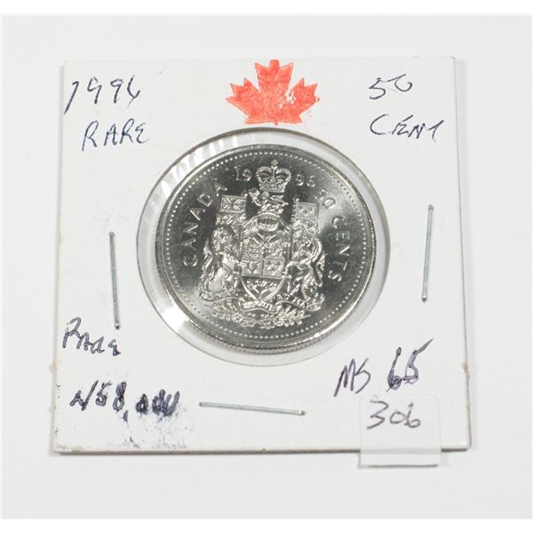 1996 50 CENT ONLY 458,000 RARER DATE MS-65