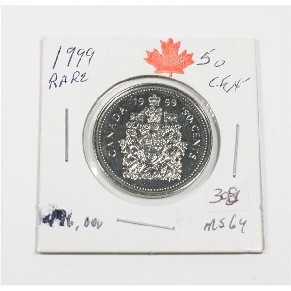 1999 50 CENT ONLY 490,000 RARER DATE MS-64